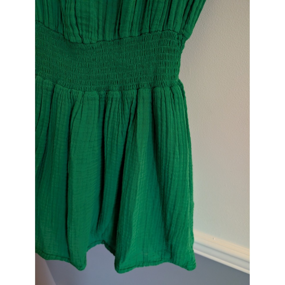 Michael Stars Green katelyn Mini Dress Cotton Gauze Smocked Ruffle Sleeve XS - Picture 5 of 8
